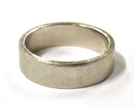 A PLATINUM WIDE BAND RING Band width 6mm, Birmingham 950 hallmark, weight 11.6g