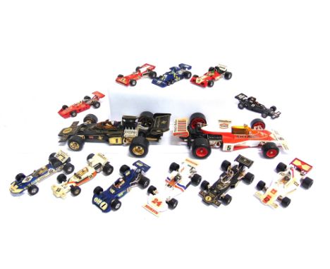 THIRTEEN CORGI DIECAST MODEL FORMULA 1 &amp; OTHER RACING CARS  including a 1/18 scale Lotus John Player Special and McLaren 