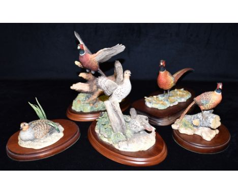 FIVE BORDER FINE ARTS GROUPS:  limited edition 'Taking Flight' (Brace of Pheasants) model BO183, numbered 412/2500, modelled 