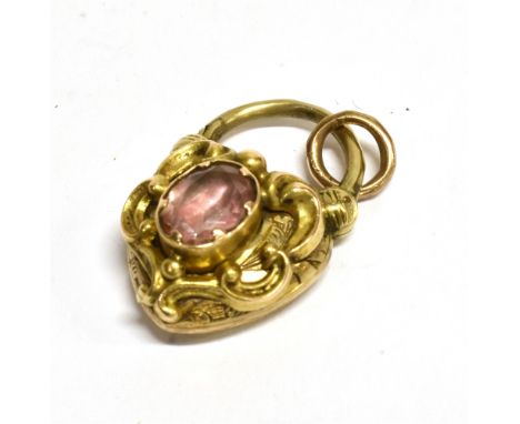 LATE 19TH/EARLY 20TH CENTURY AMETHYST HAIRWORK HEART CHARM/PENDANT The heart shaped charm set with a faceted oval amethyst me