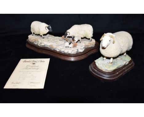 A BORDER FINE ARTS GROUP  model 1/13 'Early Lambs, Late Snow'; and a limited edition Cheviot Ram 318/850 (2) Condition Report