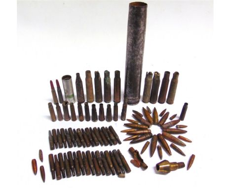 MILITARIA - ASSORTED BRASS &amp; OTHER SHELL &amp; SMALL ARMS AMMUNITION CASES  (all inert), some in excavated condition, (ap