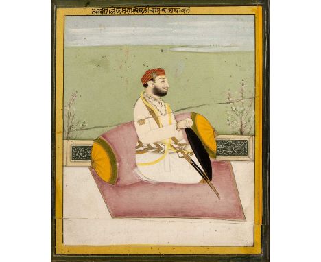 Portrait possibly of Ranjeet Singh Nathawat of ChomuIndian, 18th Centurydepicted seated outside, with an inscription to the t