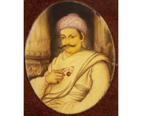 Group of portrait miniaturesIndian & Iranianto include a pair depicting a husband and wife in formal wear, a portrait of a we