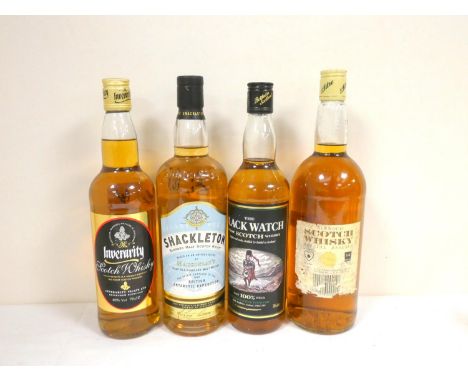 Four bottles of blended Scotch whisky to include INVERARITY 70cl 40% abv. THE BLACK WATCH 70cl 40% abv. TESCO Special Resrve 