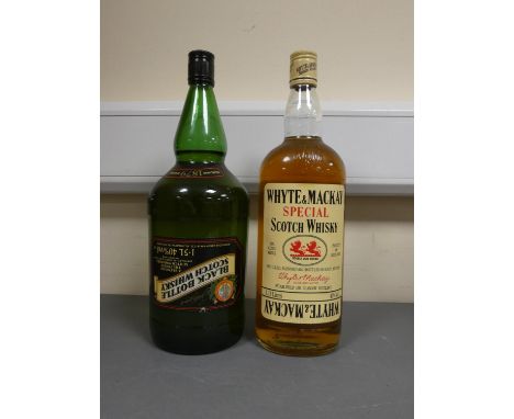 Black Bottle Scotch whisky, 1.5 Litre, 40% vol, Upside down label, with Whyte &amp; Mackay special Scotch whisky, 1.13 Litres