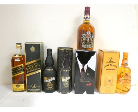 Four bottles of blended Scotch whisky to include BLACK BOTTLE 15 year old 43% abv. 75cl, JOHNNIE WALKER Black Label 12 year o
