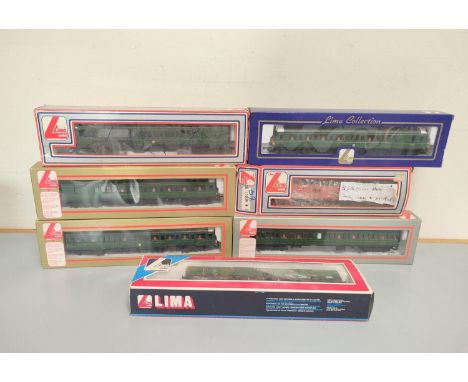 Lima Railways. Seven boxed 00 gauge rolling stock carriages to include a Class 117 DMBS in BR green&nbsp;205139, another simi