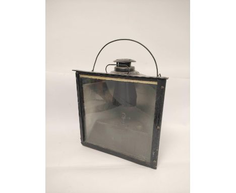 Railway lamp "The Adlake non sweating lamp" for LMS, contained in black painted carry case, approximately 52cm high, 45cm wid