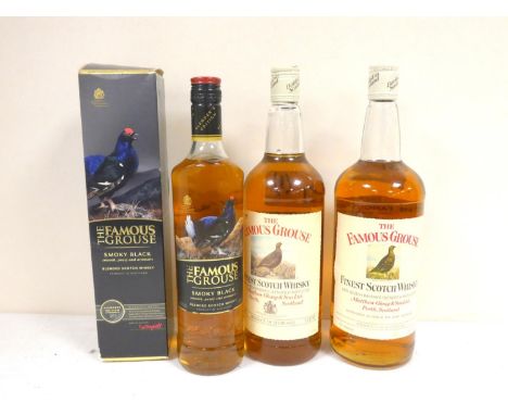 Three bottles of blended Scotch whisky to include THE FAMOUS GROUSE 75° proof 40 fl ozs, THE FAMOUS GROUSE 43% abv. 1litre an