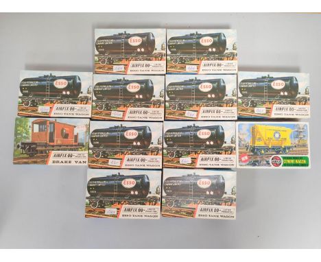 Airfix. Twelve 00 gauge rolling stock construction kits comprising of ten Esso Tank Wagons R1, Blue Circle Cement Wagon 2662-