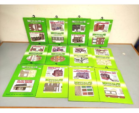 Thirteen sealed Metcalfe Card Construction &amp; Material Kits. OO, N and HO scale buildings to include GWR Signal Box P0330,