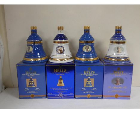 Four bottles of BELLS blended Scotch whisky to include 50th Golden Wedding Anniversary, Queen Mothers 100th Birthday and two 
