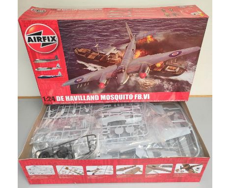 Airfix. Boxed 1:24 scale De Havilland Mosquito FB.VI model. Kit no. A25001A. Complete and components sealed. 