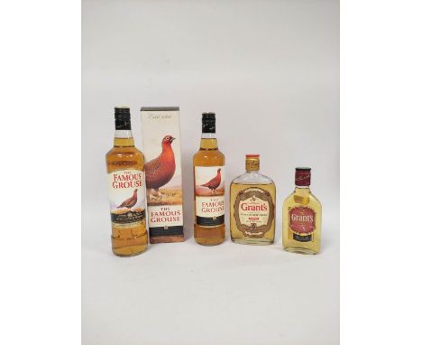 Two bottles of The Famous Grouse Finest blended Scotch whisky, 70cl, 40% vol, one boxed, with half and quarter bottle of Gran