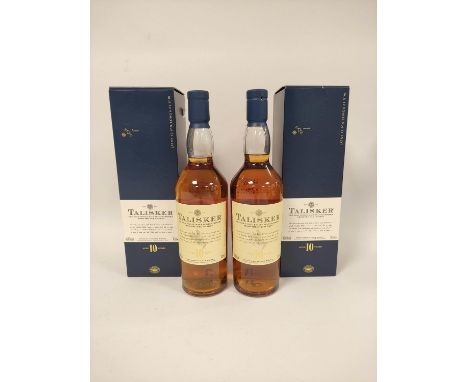 Two bottles of Talisker 10 years old, the only single malt Scotch whisky from the Isle of Skye, 70cl, 45.8% vol, boxed. (2) 