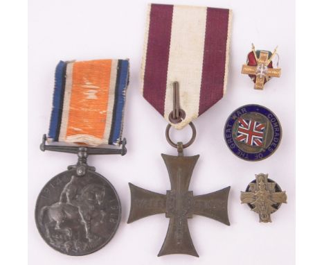 A British War medal,a Great War Comrades enamel badge and other military items.