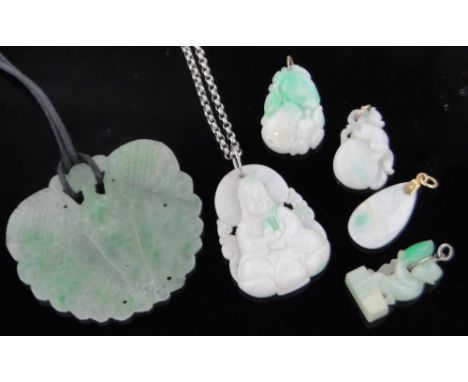 A group of Chinese carved jade pendants, (6).