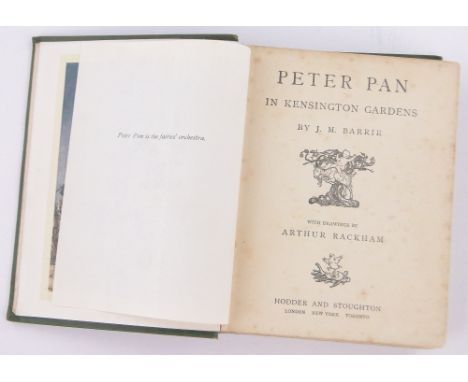 J M Barrie, Peter Pan In Kensington Gardens,Hodder & Stoughton, green cloth bound.