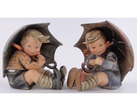 Pair of large Goebel figurines circa 1950s,Umbrella Boy and Umbrella Girl, height 20cm.