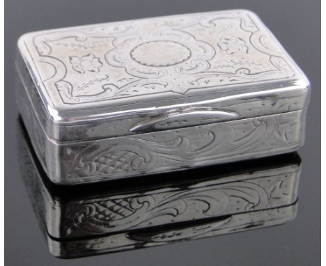 A 19th century Russian silver snuff box,marks for Moscow 1849, length 48mm.