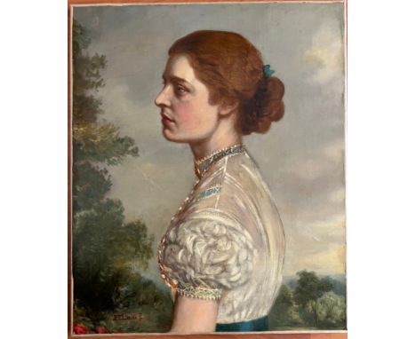 John Templeton Lucas (1836-1880). Oil on canvas. “Portrait of a Lady in a Lace Dress”. Signed.Measures 51cm x 61cm.Condition 