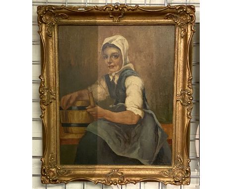 OIL ON CANVAS WONAM PORTRAIT SIGNED KOPECKY WITH FRAME 54CMX 44CMS INNER FRAME