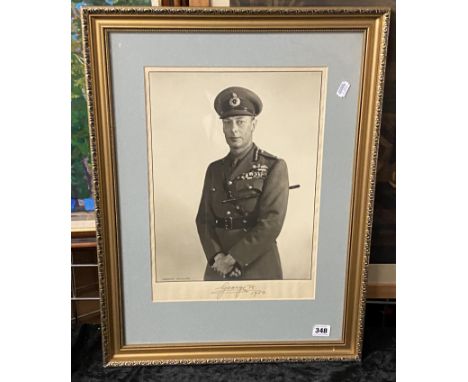 DOROTHY WILDING PHOTO SIGNED BY KING GEORGE VI SIGNED GEORGE R 1950 IN MILITARY UNIFORM - FRAMED