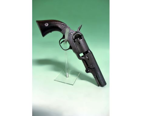 A five-shot percussion pocket revolver by Bacon, 4inch sighted octagonal barrel stamped BACON MANUFG CO. NORWICH CT. border a