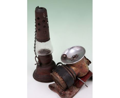 An interesting WWI period trench lamp, Patent. May 8 1855 - reissued March 19 1867 and with patent “fumeless” chimney togethe