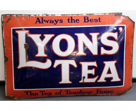 An enamel advertising sign of convex form “Lyons, Tea - Always the best”. 149 x 101cm.