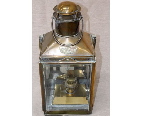 An antique all brass carriage lantern. With label “Viking” registered trade mark.