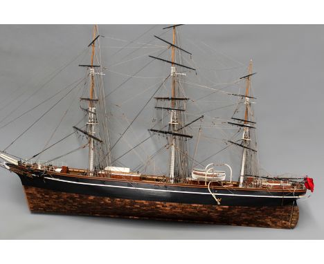 A scale model of the Cuttysark with copper stud clad hull and full rigging.110 cm long 65 cm high