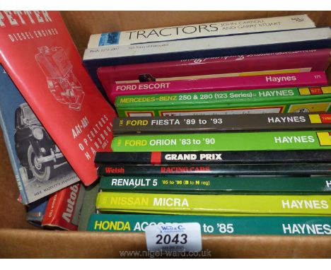 A quantity of Haynes Car Manuals, Petter Diesel Engine Operators Handbook, Tractors etc.