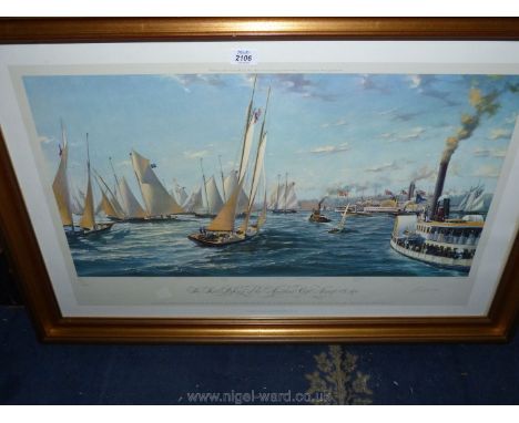 A 1980's limited edition pencil-signed Print 'The First Defense of The Americas Cup', August 8th 1870.