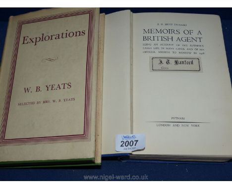 Two collectible books;  W.B. Yeats, 'Explorations' selected by Mrs Yeats, 1st edition, McMillan London (1962) with dust jacke