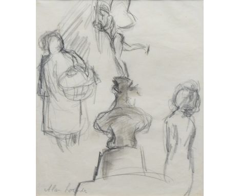 Alan Lowndes (1921-1978), "Eros", signed, titled on gallery label - 'Jo Bennett Original Pictures' verso, pencil sketch, 23.5