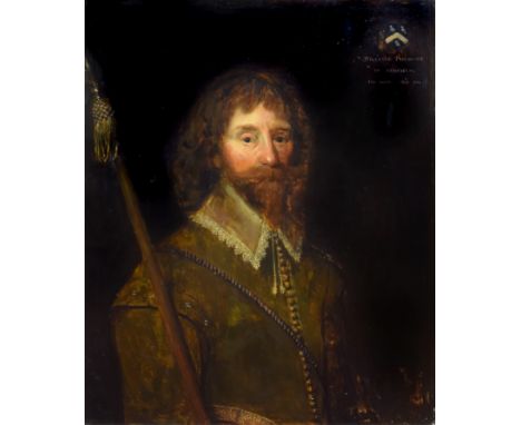 English School, 17th century style, Portrait of William Prescot of Ayrfield, titled, oil on panel, 75 x 62cm, 29.5 x 24.5in.C