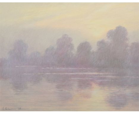 Bob Richardson (1938-), "Evening Light, Pickmere", signed and dated '76, titled on verso, pastel, 43 x 54.5cm, 17 x 21.5in. A