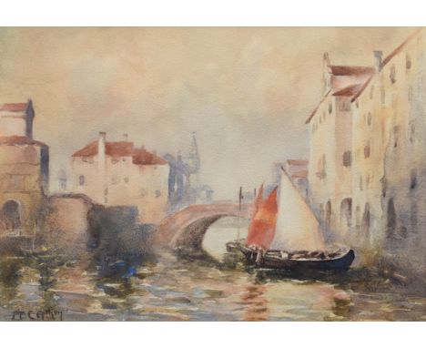 John Ernest Aitken (British, 1881-1957), "Showery Weather, Chioggia", signed, titled on label verso, watercolour, 23.5 x 33.5