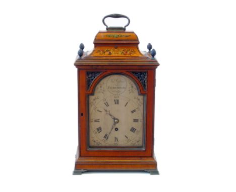 J.N. Bidion, Faversham bracket clock, 8-day single fusee movement co inverted to anchor escapement, back plate with floral br
