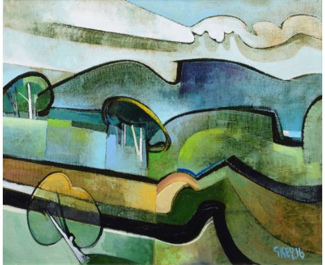 Geoffrey Key (1941-), "Storm Light", signed and dated '16, titled on verso, oil on canvas, 50 x 60cm, 19.75 x 23.75in. Artist