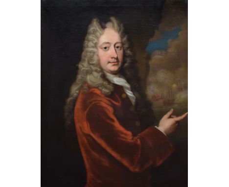After Sir Godfrey Kneller (British, 1646-1723), Portrait of Captain Edward Dod, Royal Navy (1688-1763), unsigned, oil on canv