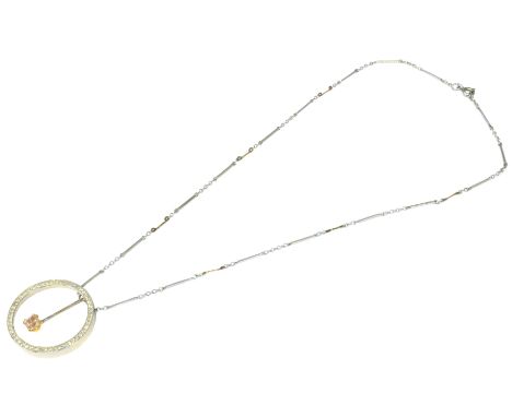 A diamond necklace, the 0.72ct square modified brilliant cut light pinkish brown diamond suspended within a brilliant cut dia