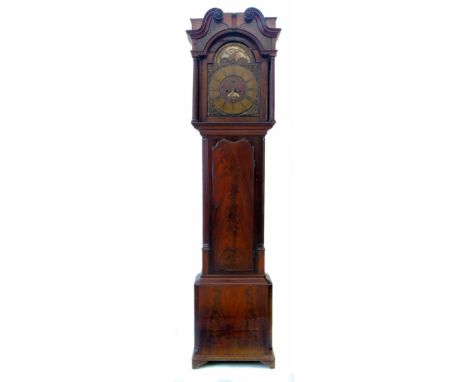 James Sandiford, Salford, late 18th century long- case clock, 8-day movement striking on single bell, brass arched dial with 