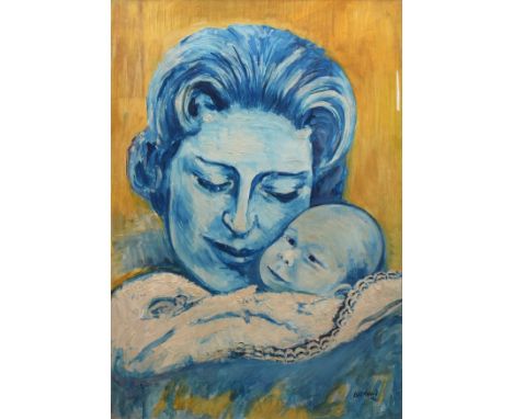 James Lawrence Isherwood F.R.S.A., F.I.A.L. (1917-1989), Portrait of Princess Margaret and her son - Viscount Linley, signed 