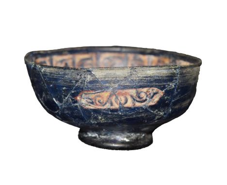 ISLAMIC ENAMEL GLASS BOWL PROBABLY MAMLUK 13TH/14TH CENTURY14CM DIAMETER X 7CM TALL 