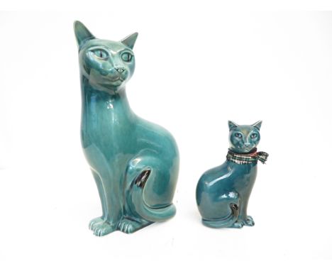 2x Poole pottery cats Tallest 30 cm 