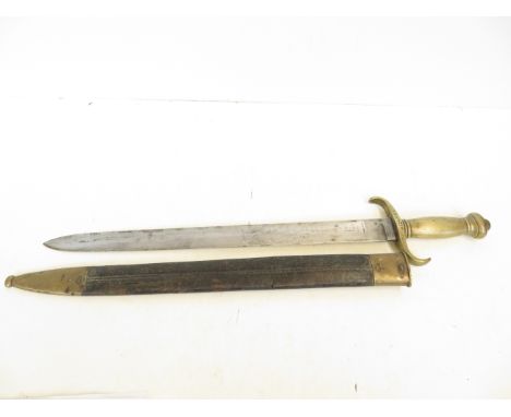 Victorian brass handled military sword with scabbard, stamped to the brass handle &amp; stamped to the sword S &amp; K, Scabb