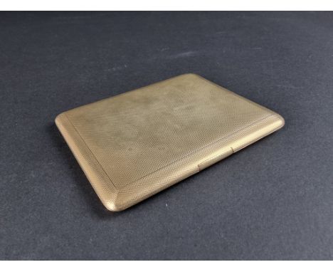 A engine turned 9ct gold cigarette case, by S J Rose &amp; Son, London 1947, supplied by Goldsmiths and Silversmiths Co. Ltd,